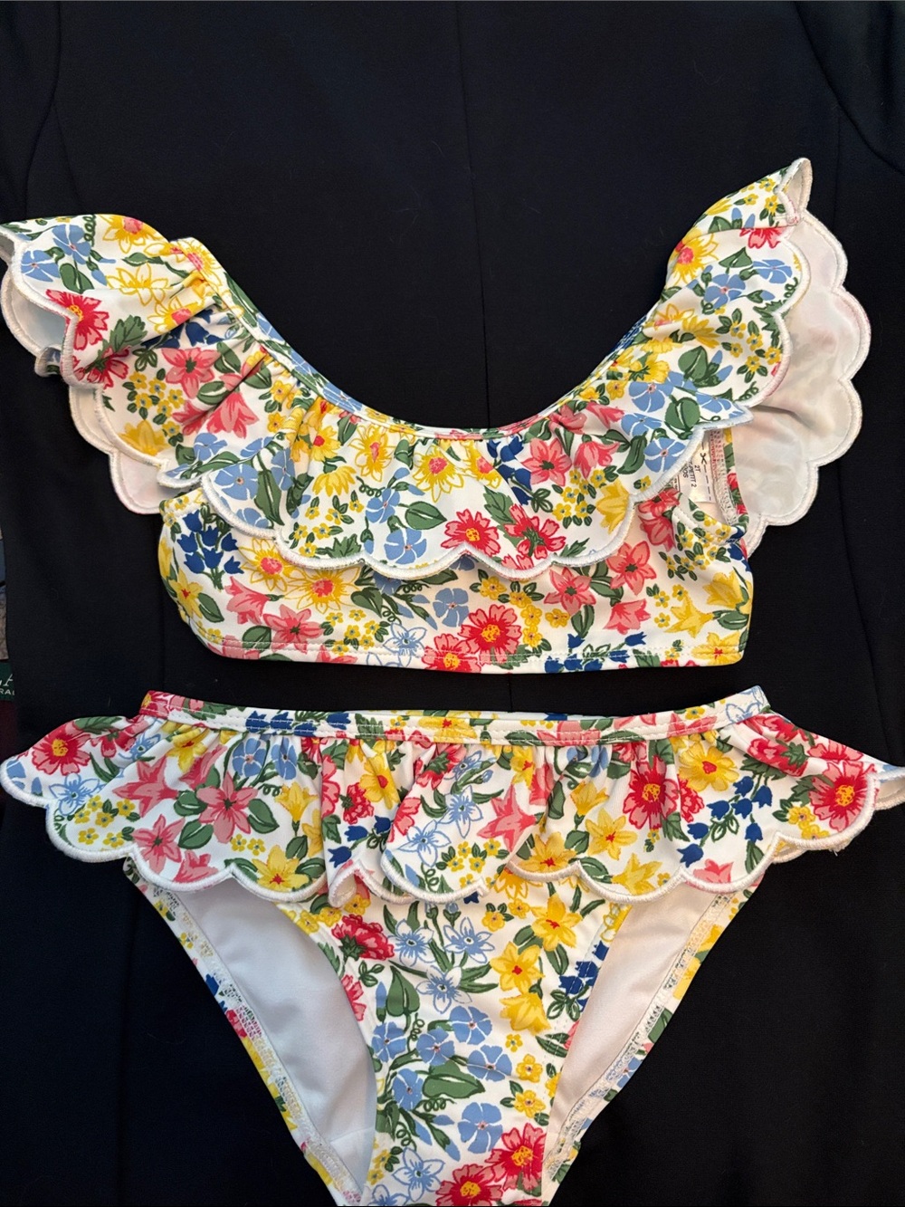 Janie and Jack Floral Ruffle Bikini - White, Yellow, Pink, Blue, Green